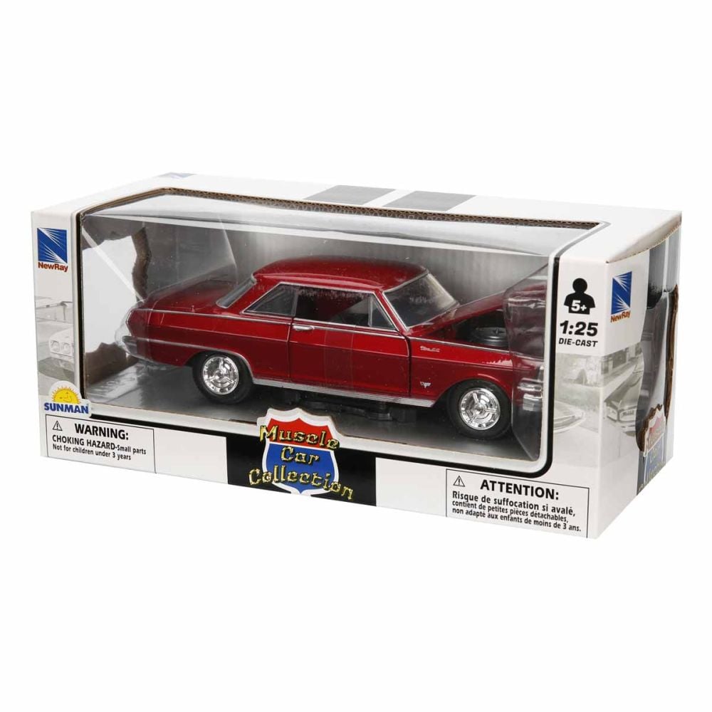 Masina metalica, New Ray, 1964 Chevy Nova SS, 1:25, Rosu