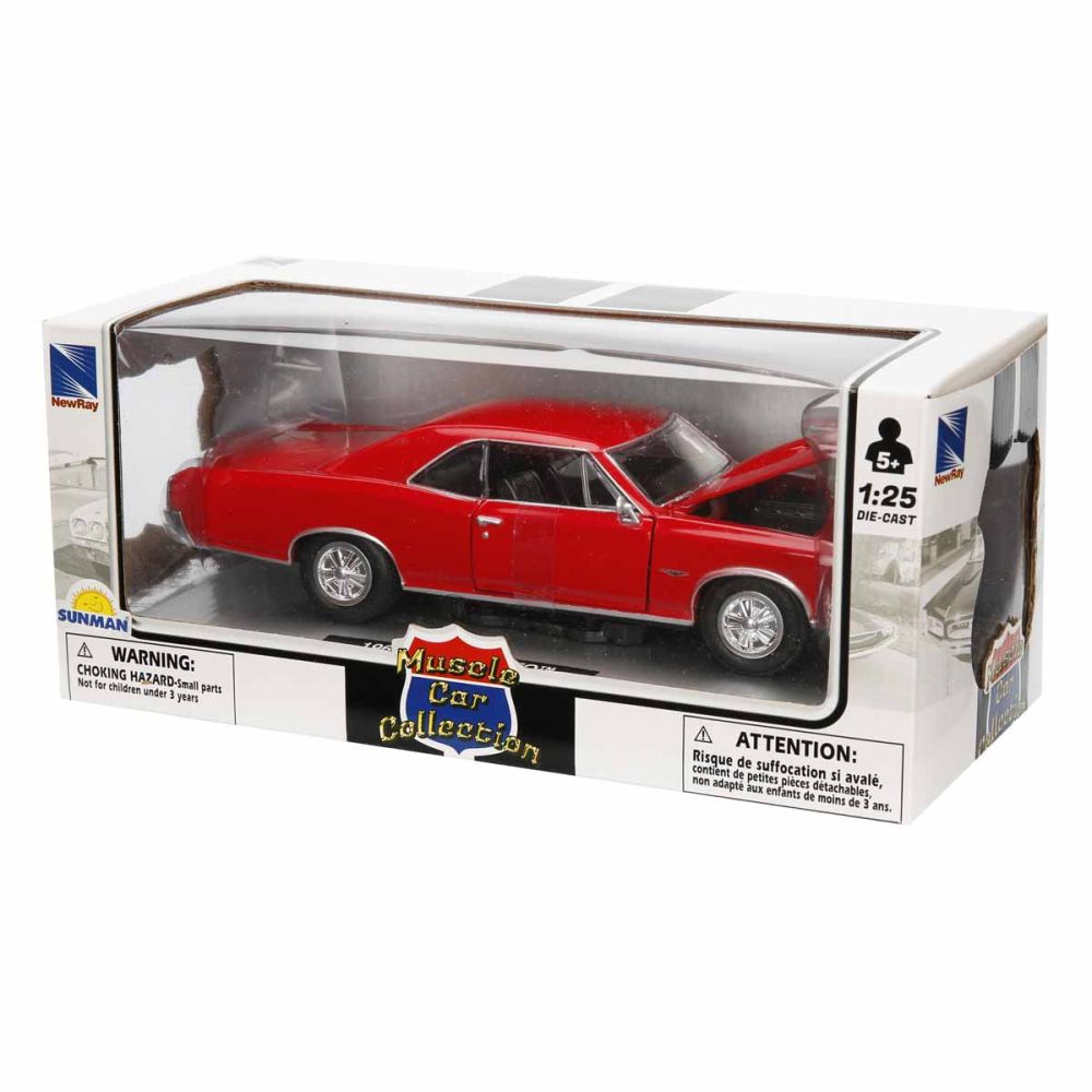Masina metalica, New Ray, 1966 Pontiac GTO, Rosu, 1:25