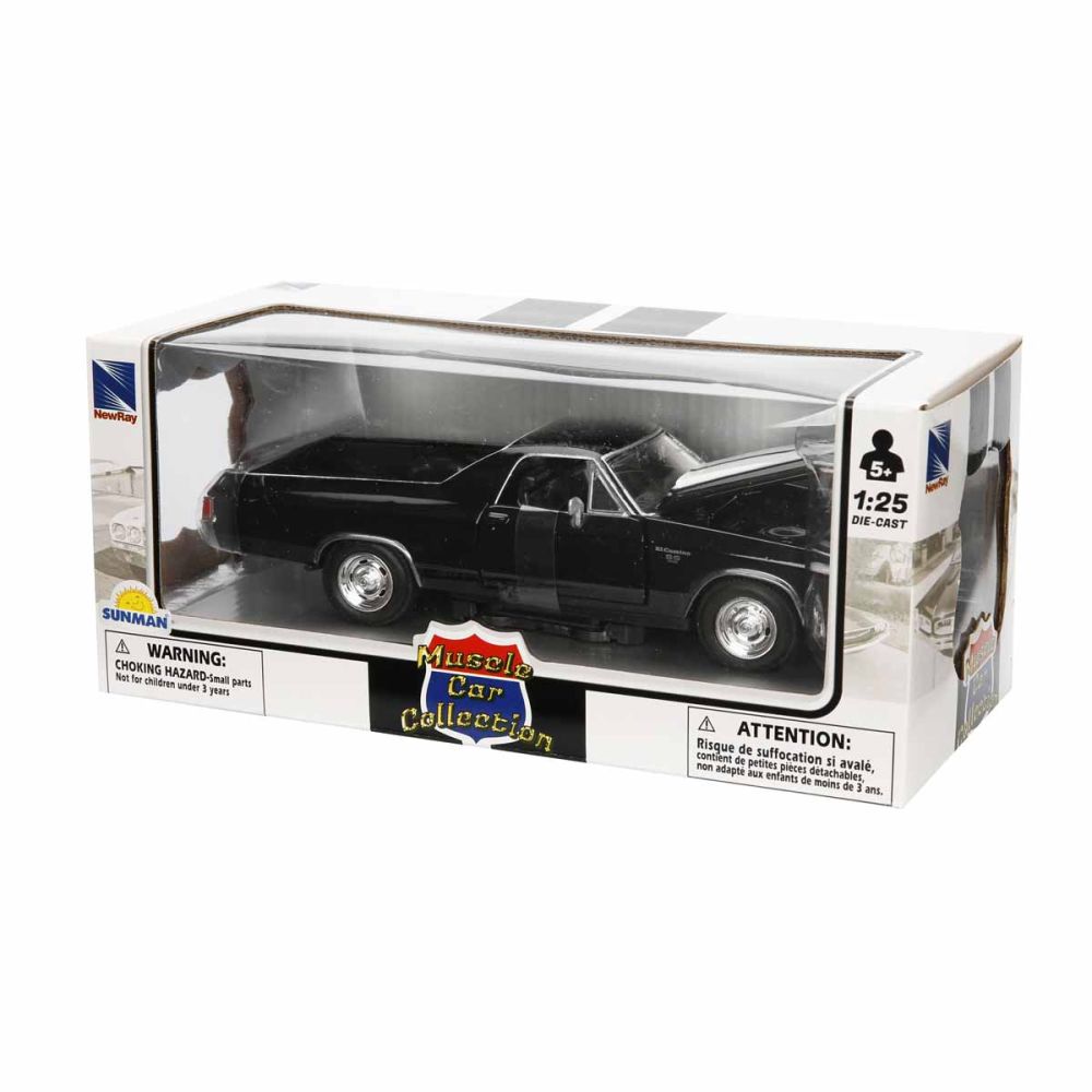 Masina metalica, New Ray, 1970 Chevrolet El Camino SS, Negru, 1:25