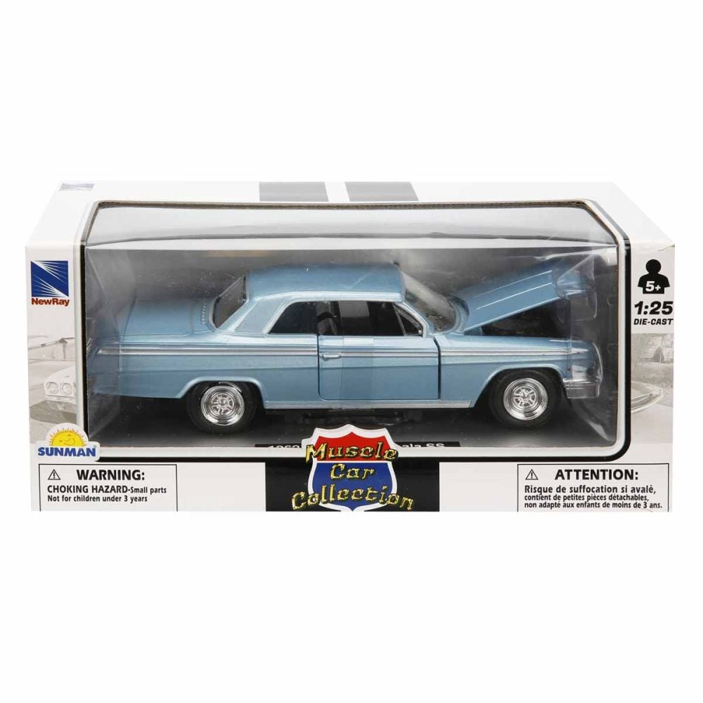Masina metalica, New Ray, 1962 Chevrolet Impala SS, Blue, 1:25