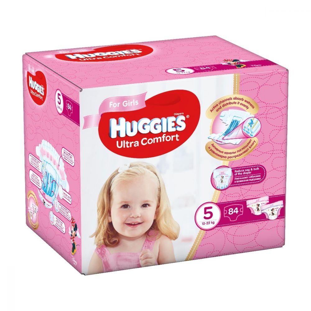 Huggies Ultra Comfort diapers for girls 5 (12-22kg) 84 pcs Baby Accessories  Hygiene And Care Nappies For Babies Newborn Disposable panties Diaper Wipes  Mother Kids children's Pampers