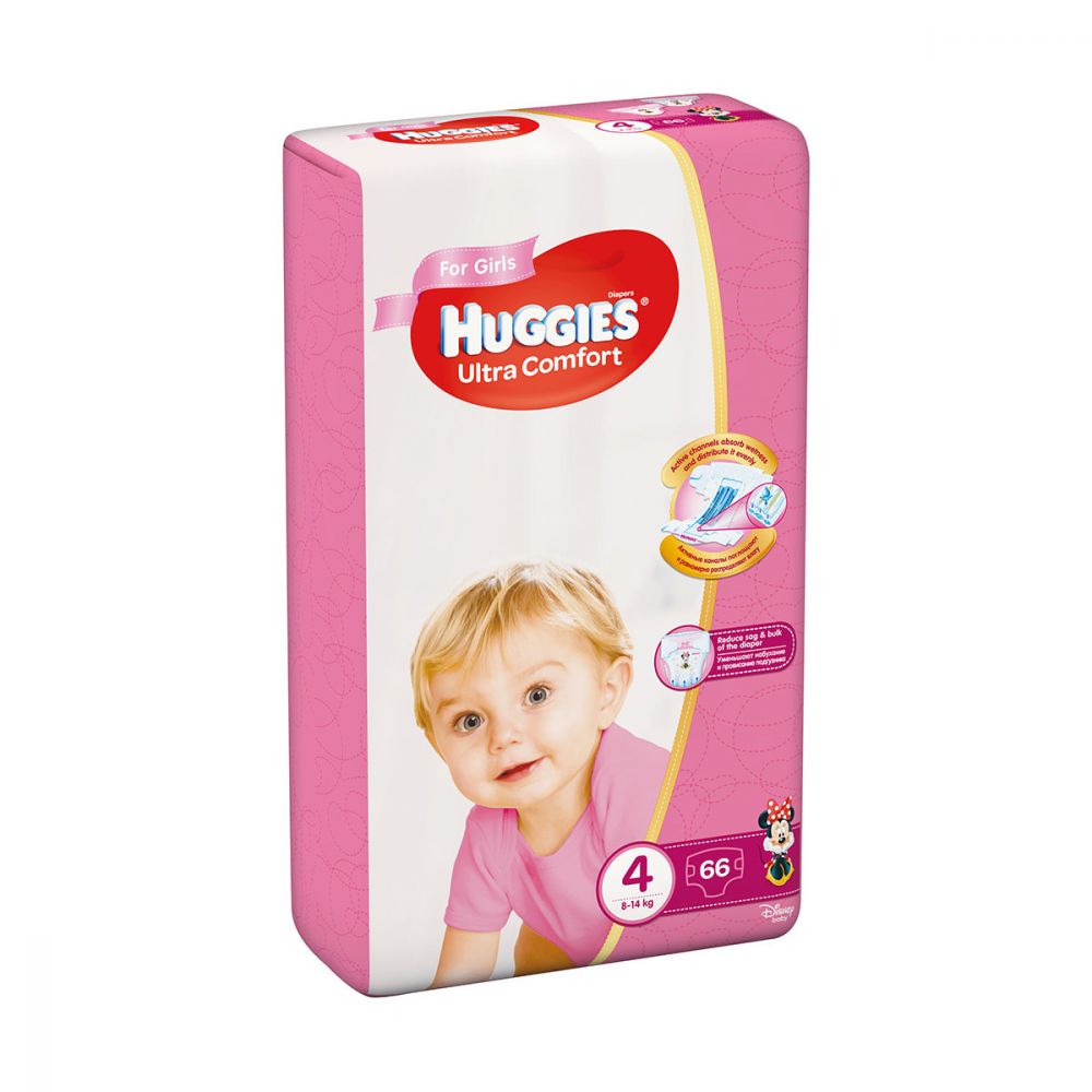 Scutece Huggies Mega Comfort Girls, Nr 4, 8 - 14 Kg, 66 buc
