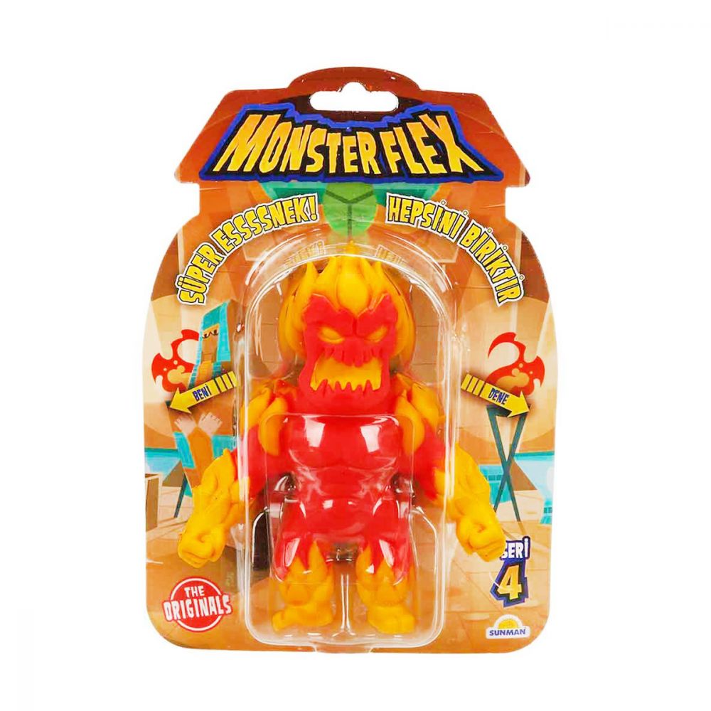 Figurina Monster Flex, Monstrulet care se intinde, S4, Fire Monster