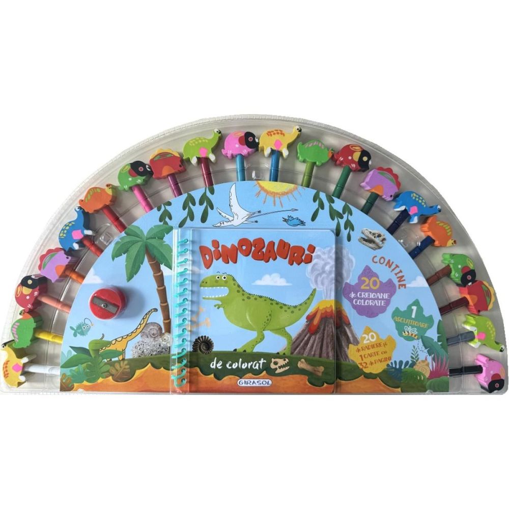 Dinozauri de colorat, 20 creioane