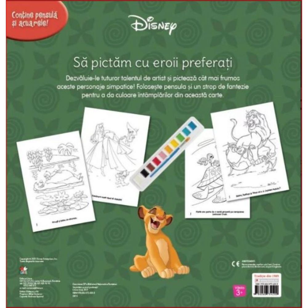 Sa pictam cu eroii preferati carte de colorat cu pensule si acuarele, Disney