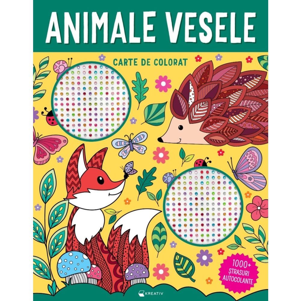 Animale vesele, 1000 strasuri autocolante