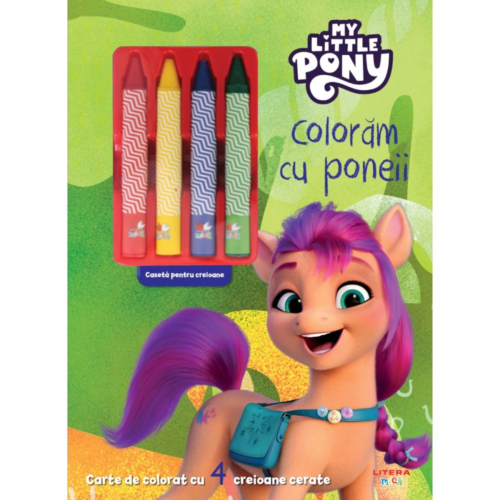 My Little Pony, Coloram cu poneii, Carte de colorat cu 4 creioane cerate