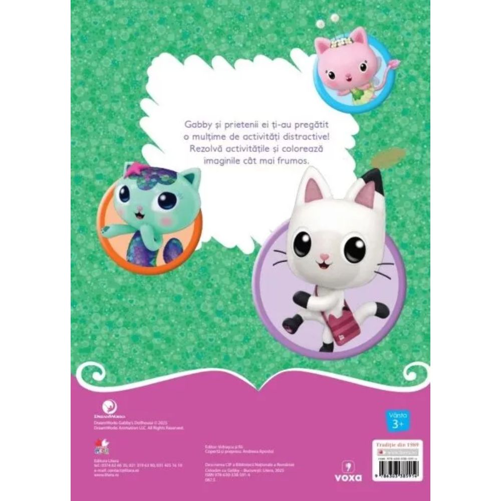 Gabbys Dollhouse, Coloram cu Gabby, Carte de colorat cu 4 creioane cerate
