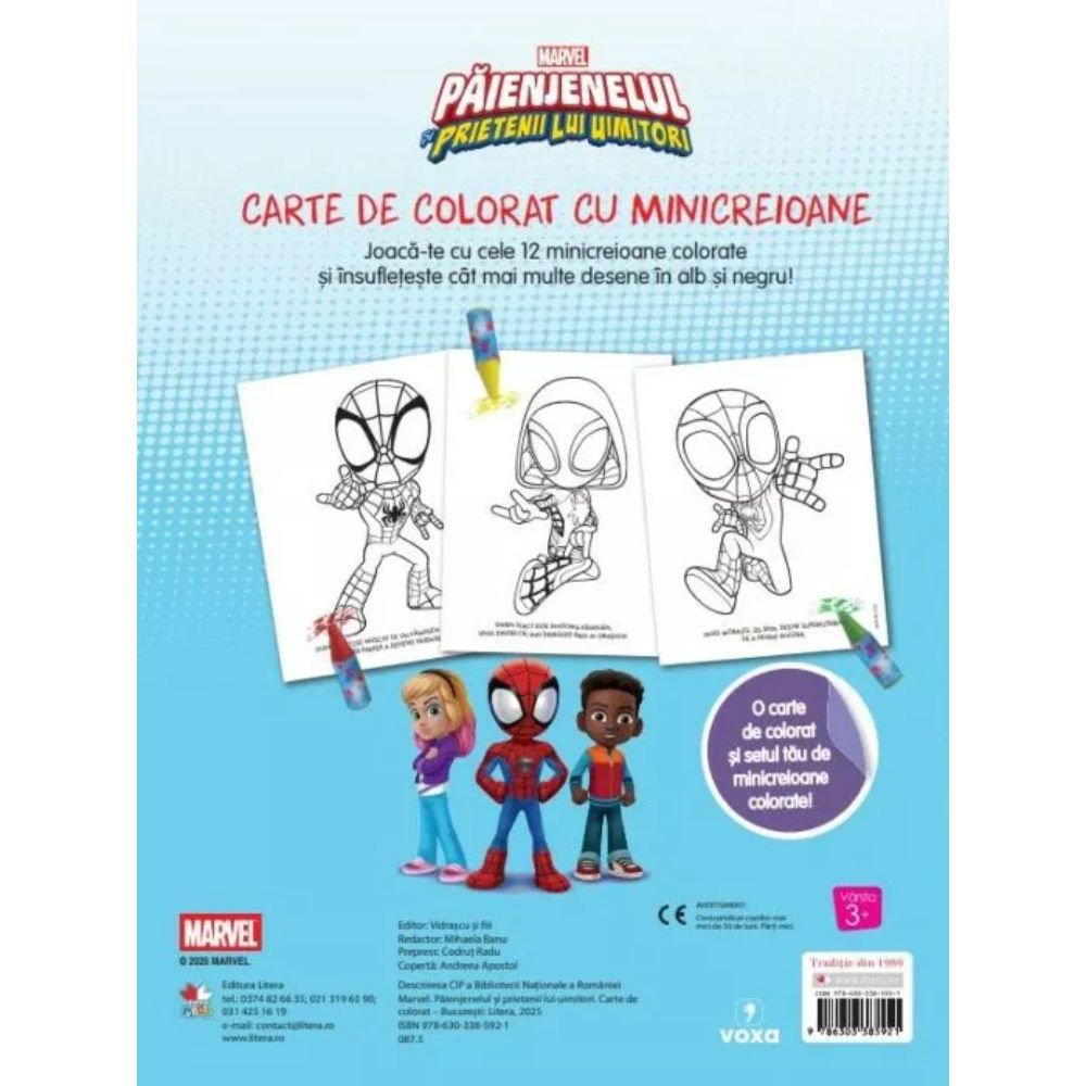 Disney Marvel, Paienjenelul si prietenii sai uimitori, Carte de colorat, 12 creioane mici pentru maini de pitici