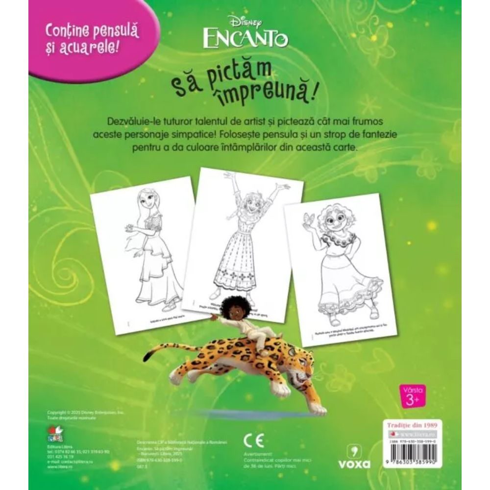 Disney Encanto, Sa pictam impreuna, Carte de colorat cu pensula si acuarele