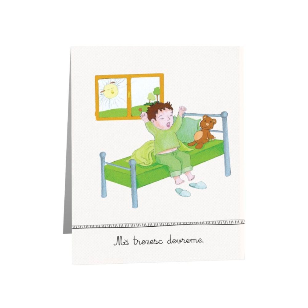 Rutina zilnica Montessori pentru baieti, Cartoane de perete educative si decorative