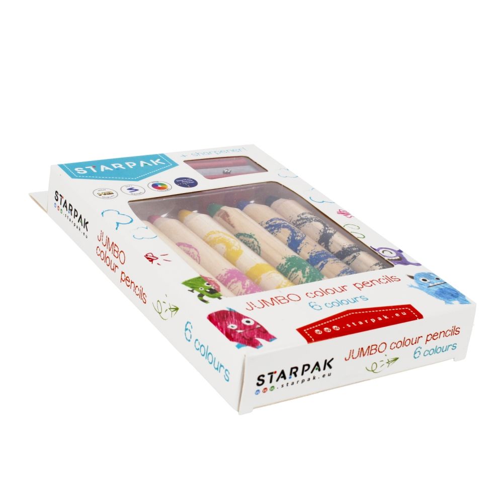 Creioane colorate, 6 culori si ascutitoare