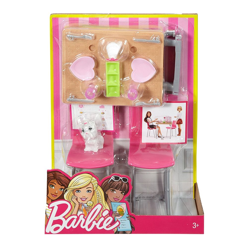 Accesorii papusa Barbie - Set de mobilier bucatarie cu catel, DVX50
