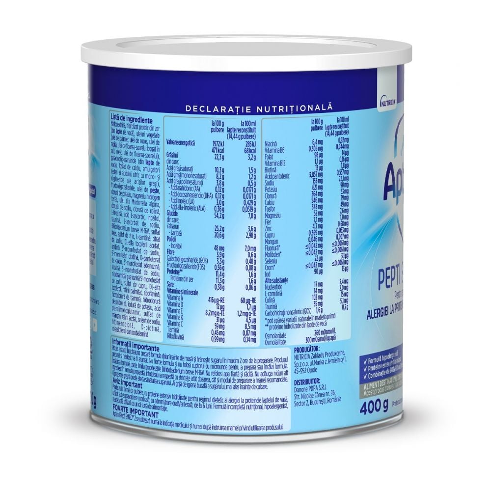 Lapte praf Nutricia Aptamil Pepti Syneo 2, 400 g, 6 luni+