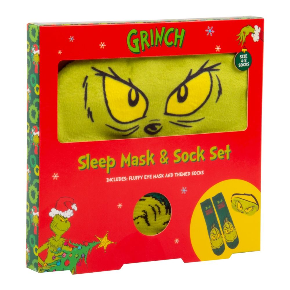 Set sosete si masca de somn, Grinch Christmas