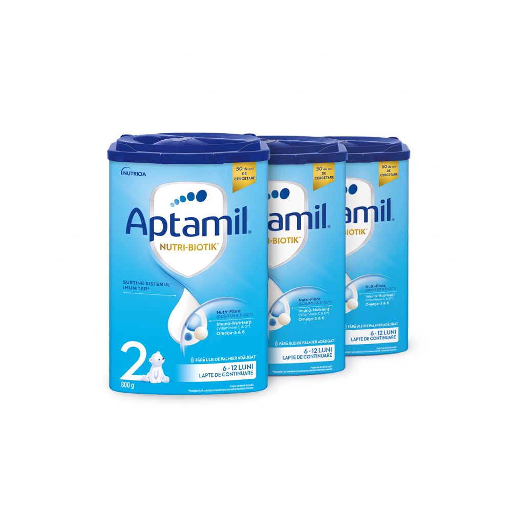 Lapte praf Aptamil Trio Pack 2, 800 g, 6 luni+