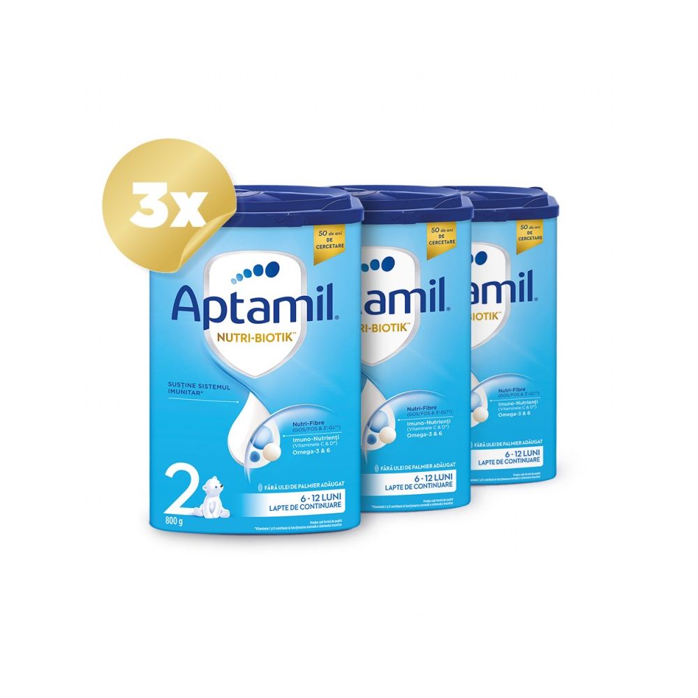 Lapte praf Aptamil Trio Pack 2, 800 g, 6 luni+