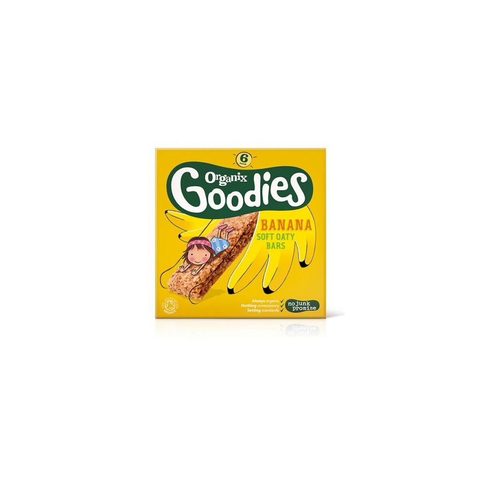 Batoane din cereale Organix Goodies, cu banane, 6 x 30g