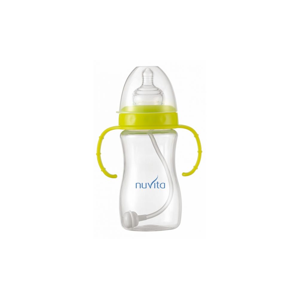 Biberon antrenament cu tetina anticolici si sistem ventilatie Nuvita, Galben, 3+ luni, 270ml