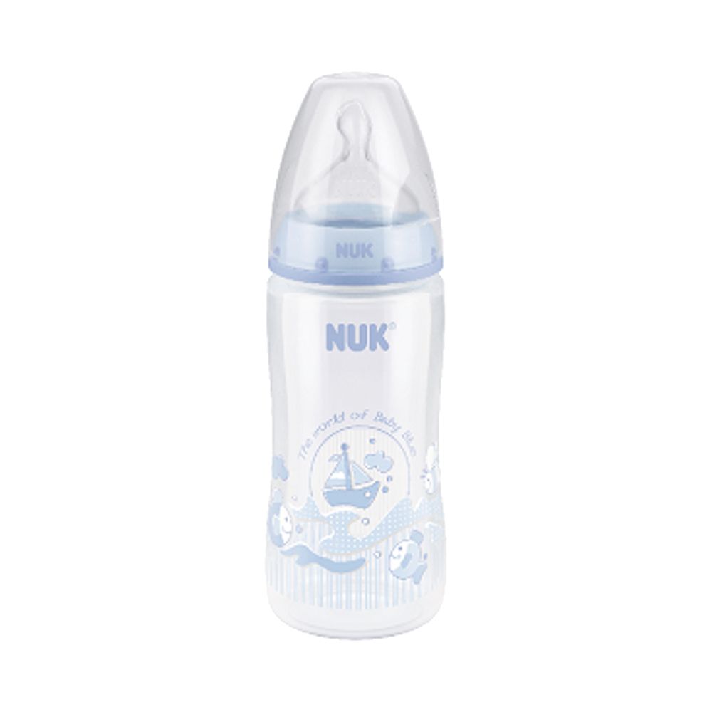 Biberon polipropilena NUK First Choice, 0 luni+, tetina silicon, 300ml, bleu