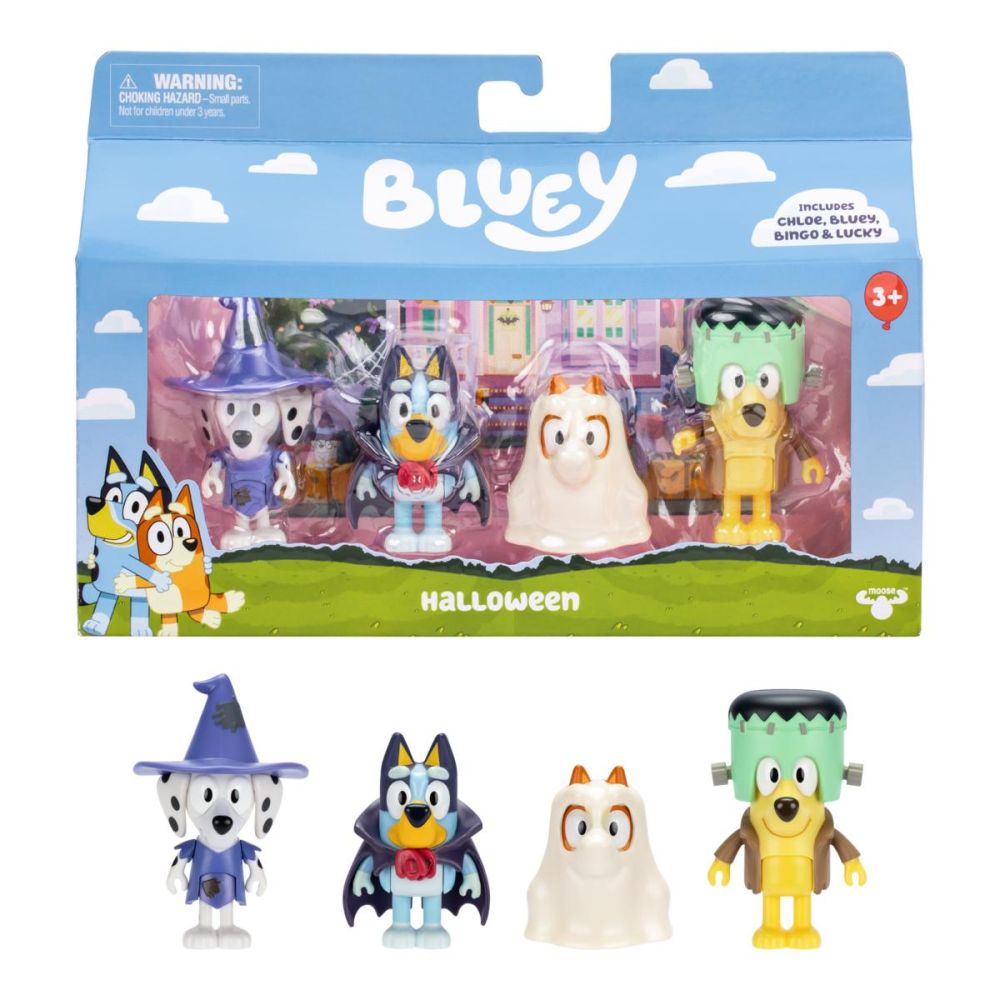 Set de joaca cu 4 figurine, Bluey, Halloween