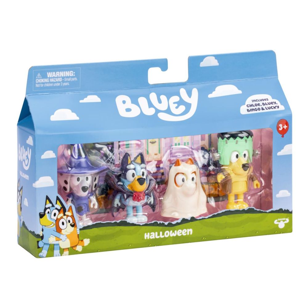 Set de joaca cu 4 figurine, Bluey, Halloween