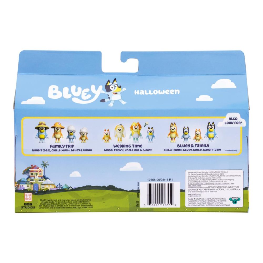 Set de joaca cu 4 figurine, Bluey, Halloween