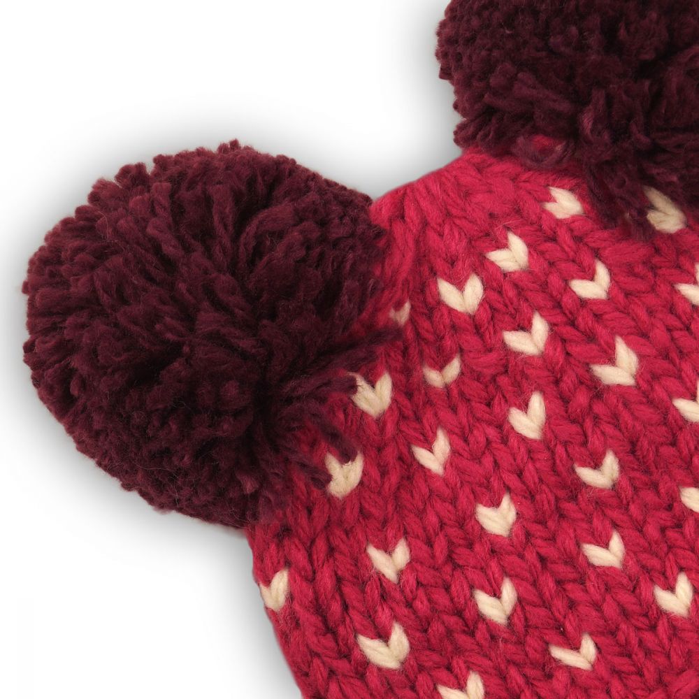 Caciula tricotata cu mot Minoti Hat, Rosu M318X021