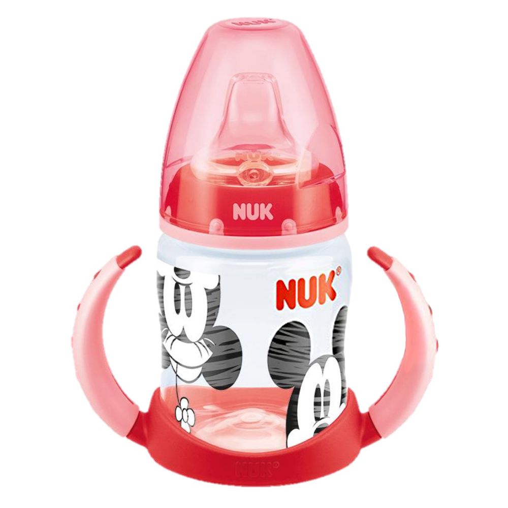 Cana polipropilena NUK Disney - Mickey Mouse, 6 luni+, adaptor silicon, 150ml, Rosu