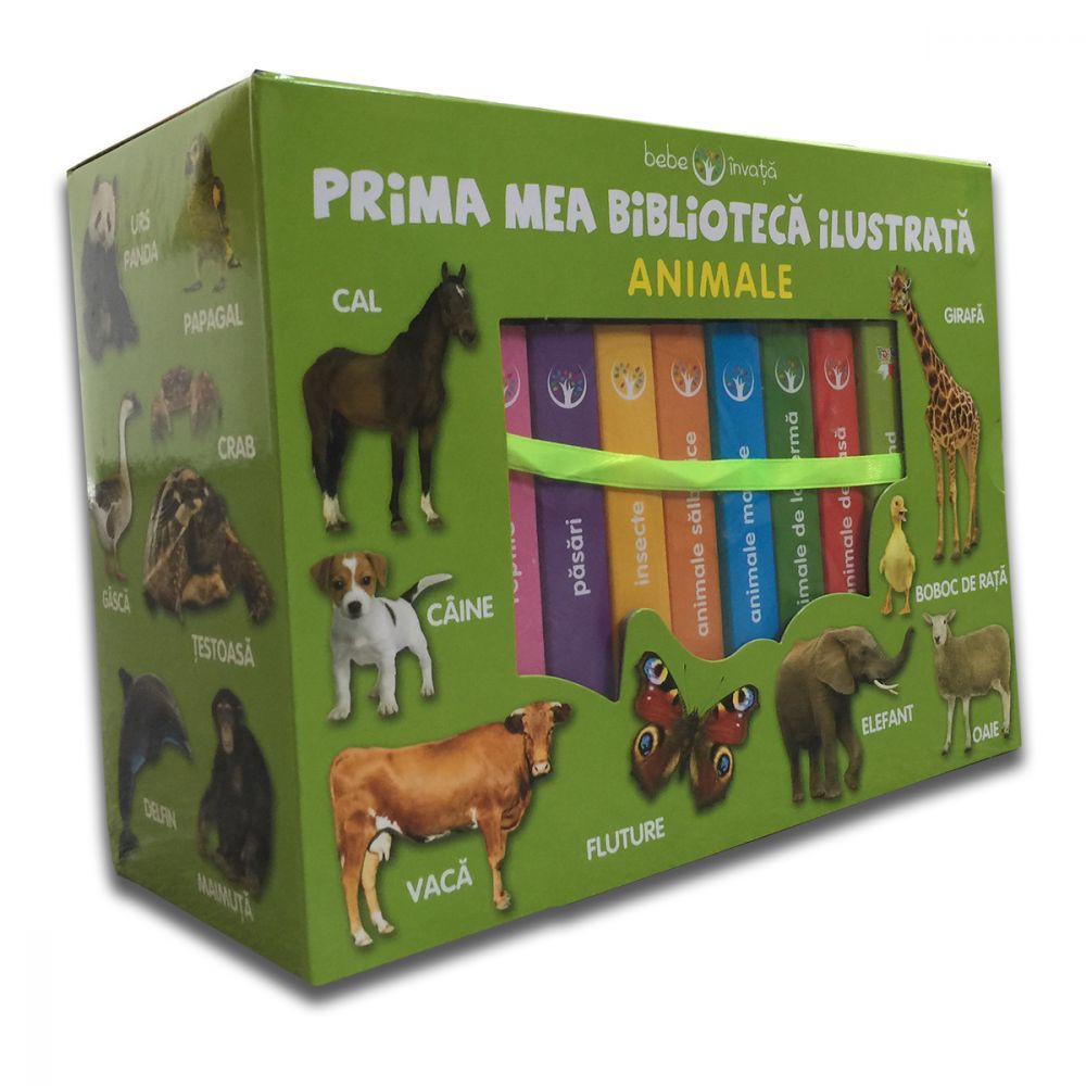 Set cutie cu 8 carticele bebe Editura Litera, Prima mea biblioteca ilustrata, Animale