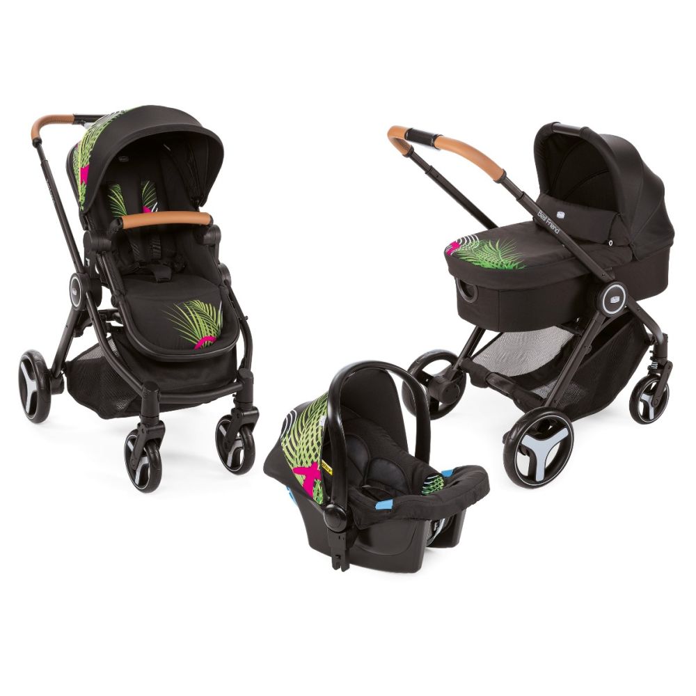 Carucior 3 in 1 Chicco Trio Best Friend, Light Optical Jungle, 0 luni+