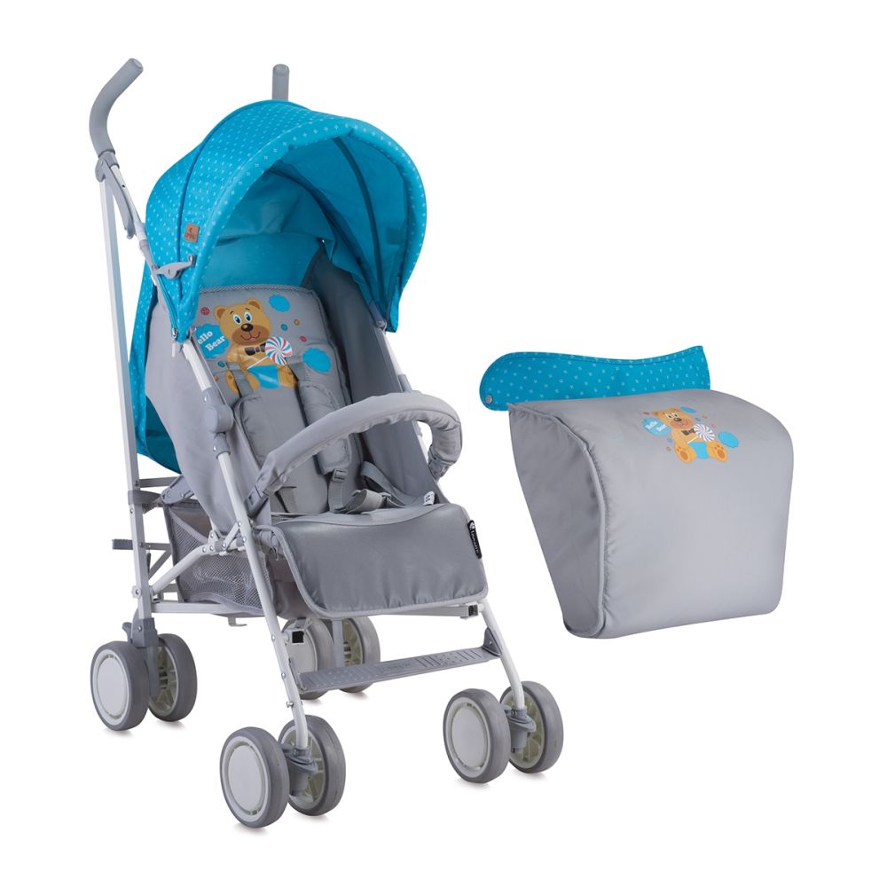 Carucior sport cu husa Lorelli Classic Fiesta - Blue & Grey Hello Bear