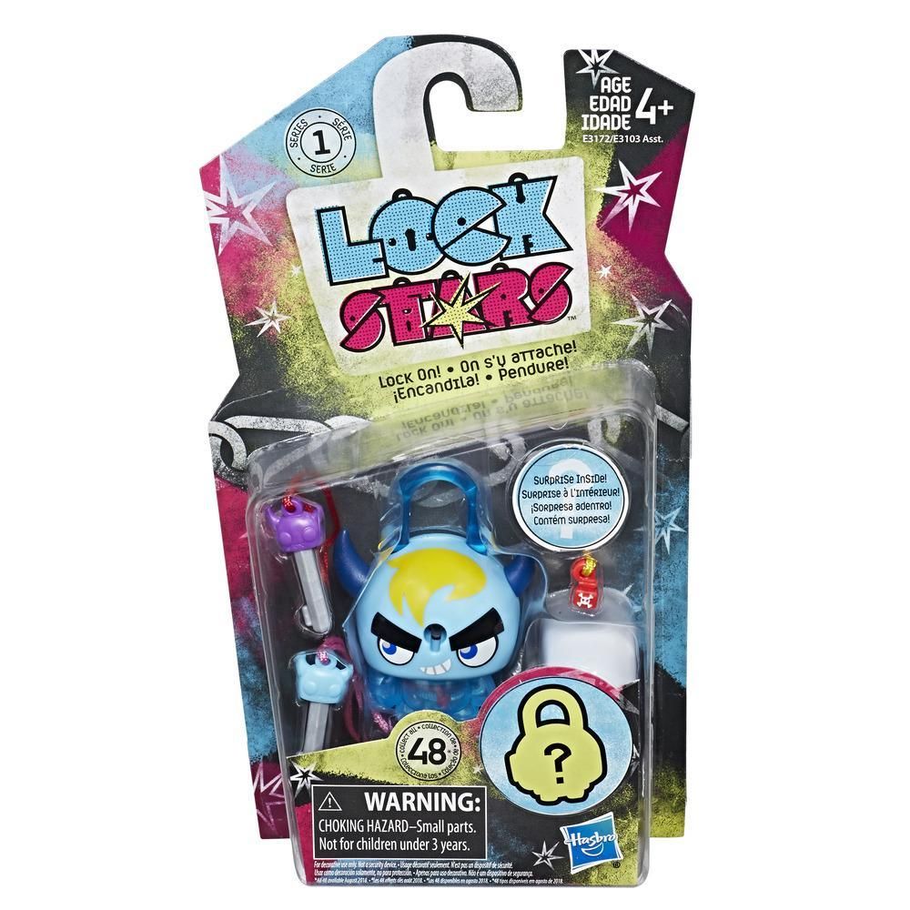 Figurina breloc Lock Stars - Monstru cu coarne albastru (E3172)