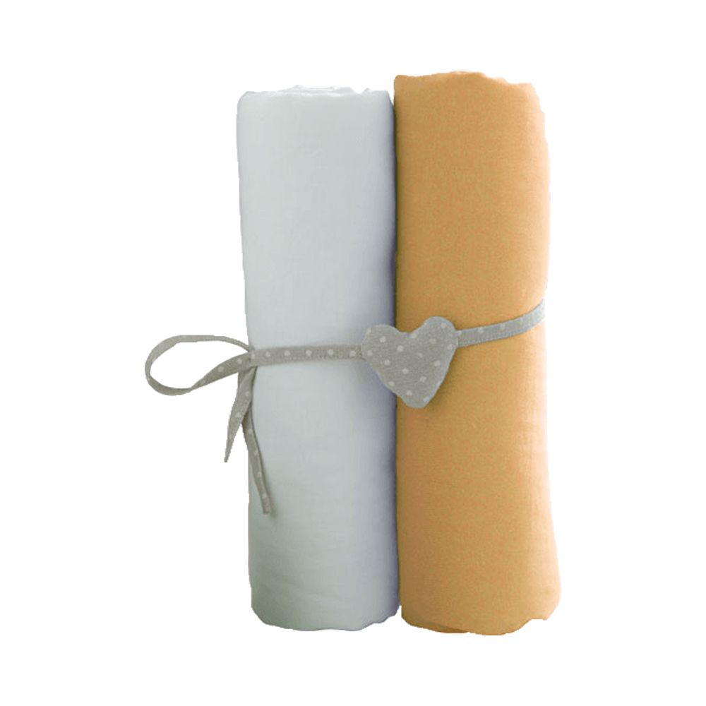 Cearceaf BABYCALIN 2 piese, 120 x 60cm, Alb si Portocaliu