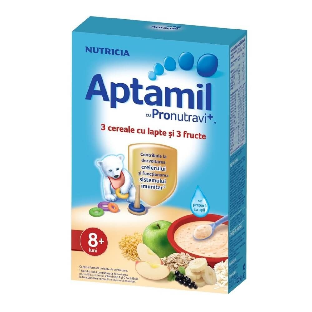 Cereale Aptamil Nutricia 3 cereale si 3 fructe, 225 g