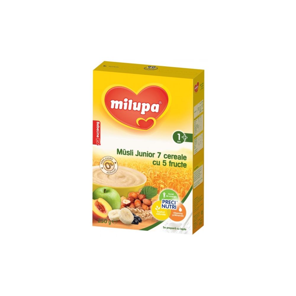 Cereale Milupa Musli Junior 7 cereale cu 5 fructe, 250g