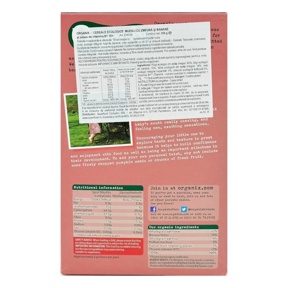 Cereale Organix - Musli, zmeura si banane, 200g