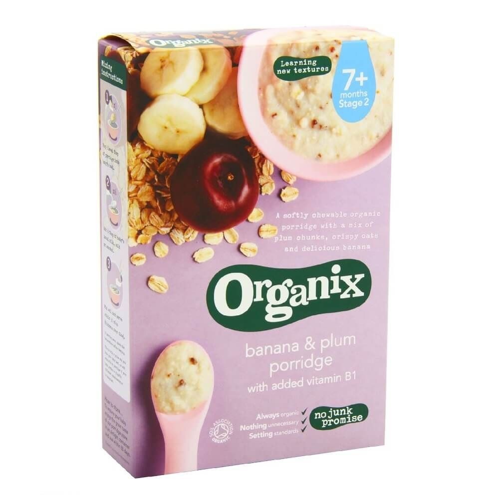 Cereale Organix - Ovaz, orez, banane si prune, 200g
