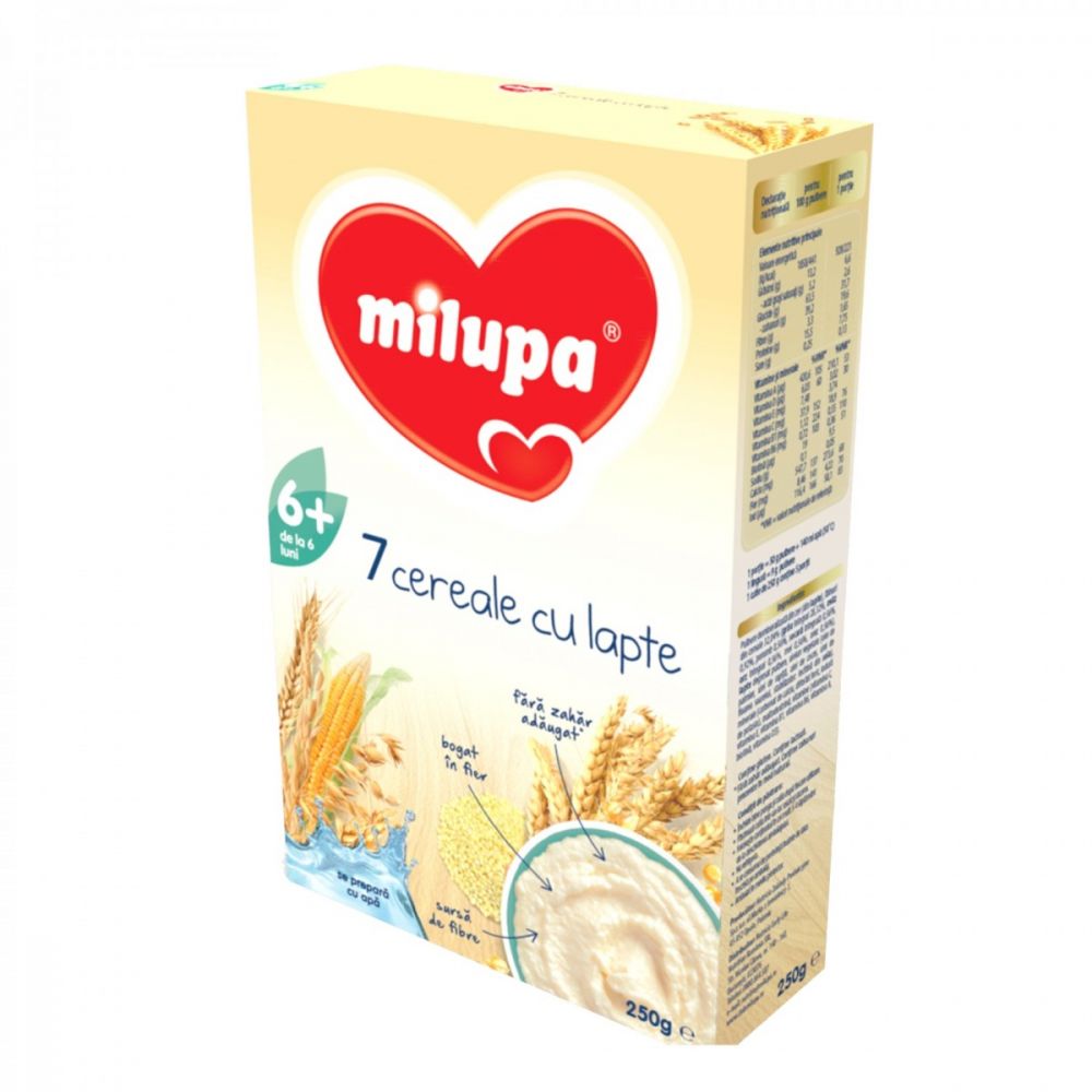 Cereale Milupa - 7 cereale cu lapte, 250g