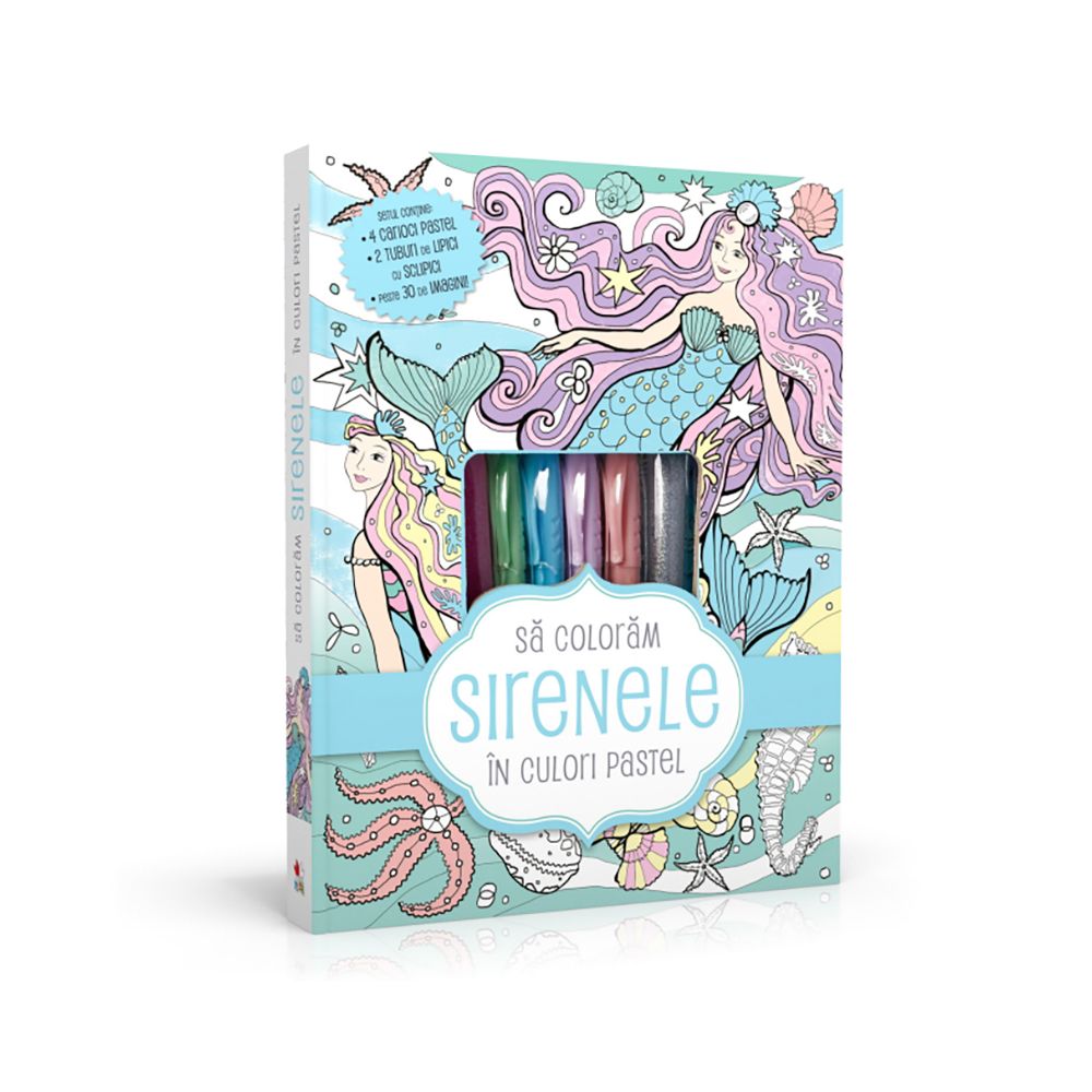Set de colorat Editura Litera - Sa coloram sirenele in culori pastel
