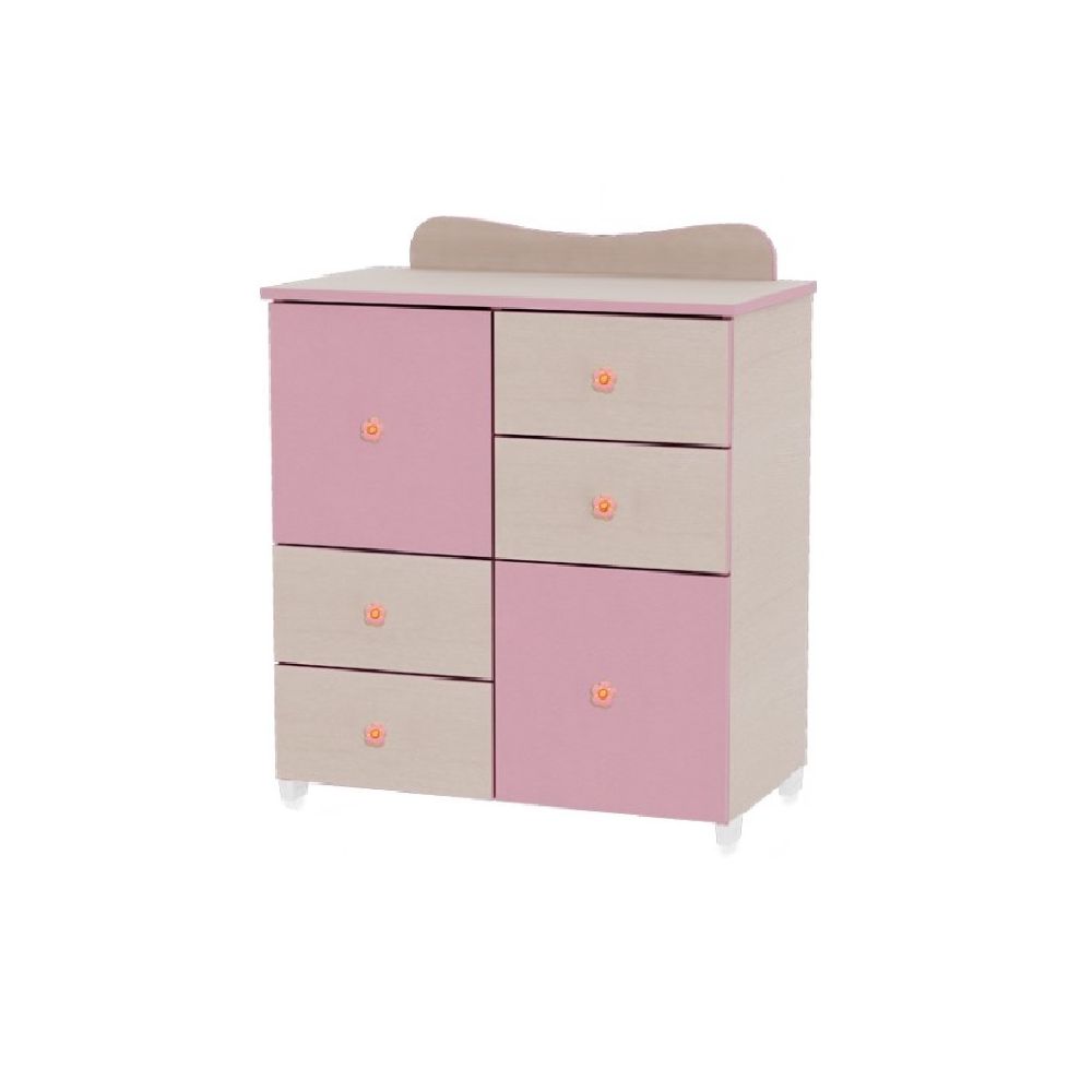 Comoda cu masa de infasat Lorelli, Oak, roz