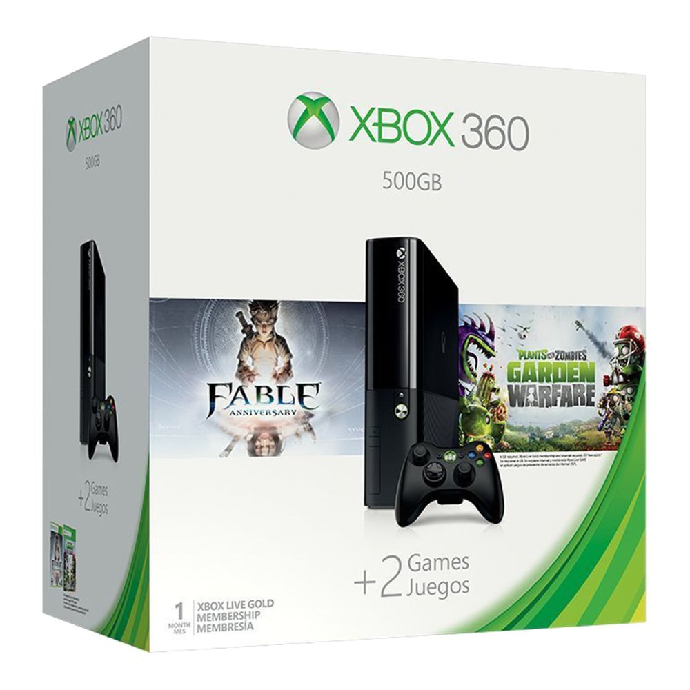 Consola Microsoft Xbox 360 500GB + Joc Fable + Joc Plants vs Zombies