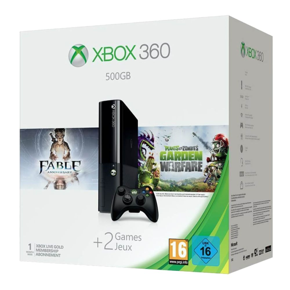 Consola Microsoft Xbox 360 500GB + Joc Fable + Joc Plants vs Zombies