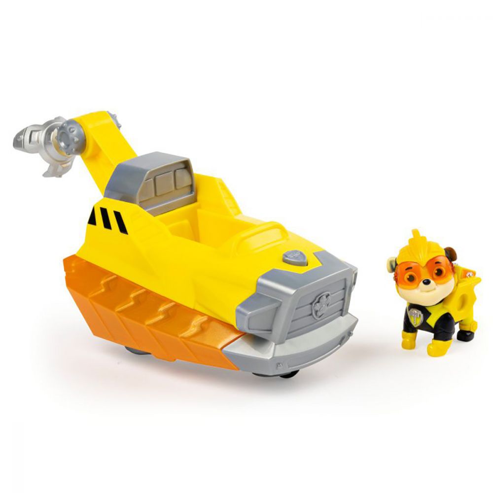 Figurina cu vehicul Paw Patrol Deluxe Vehicle Mighty Pups, Rubble 20121274