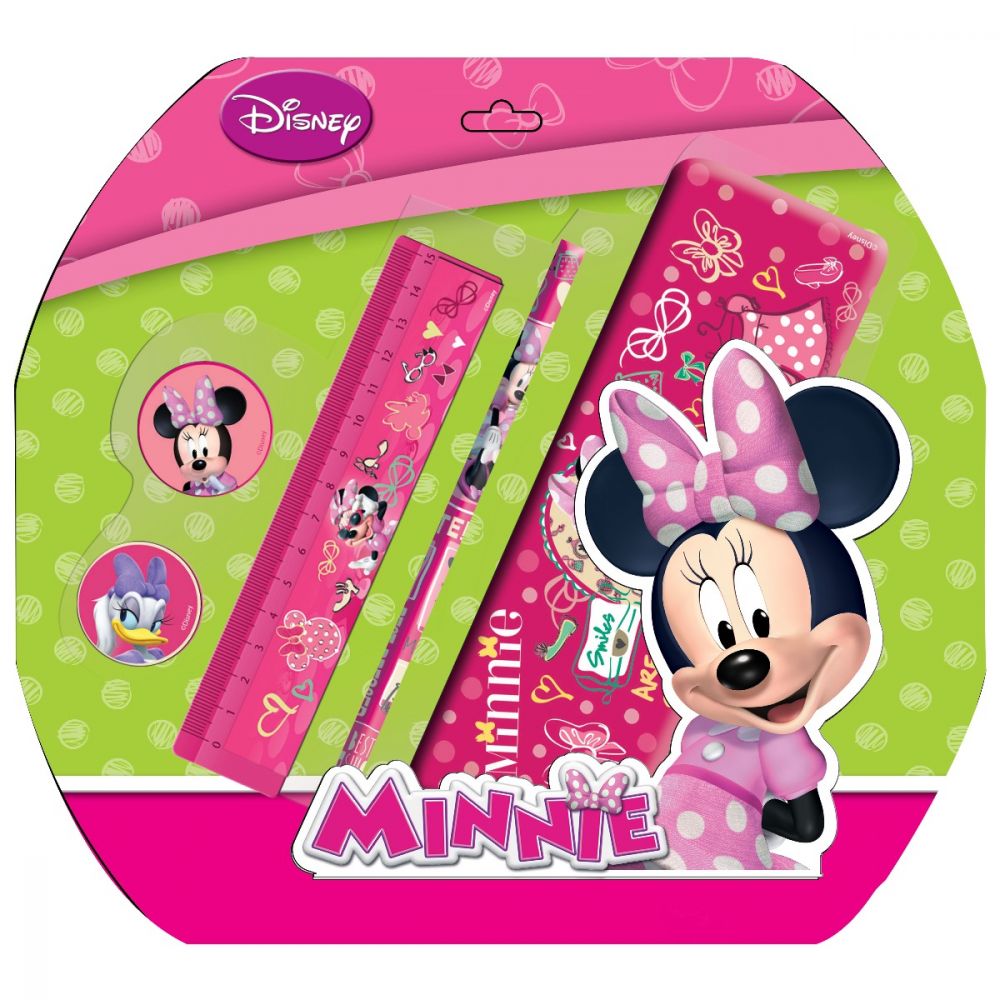 Set de rechizite cu penar metalic Disney Minnie Mouse