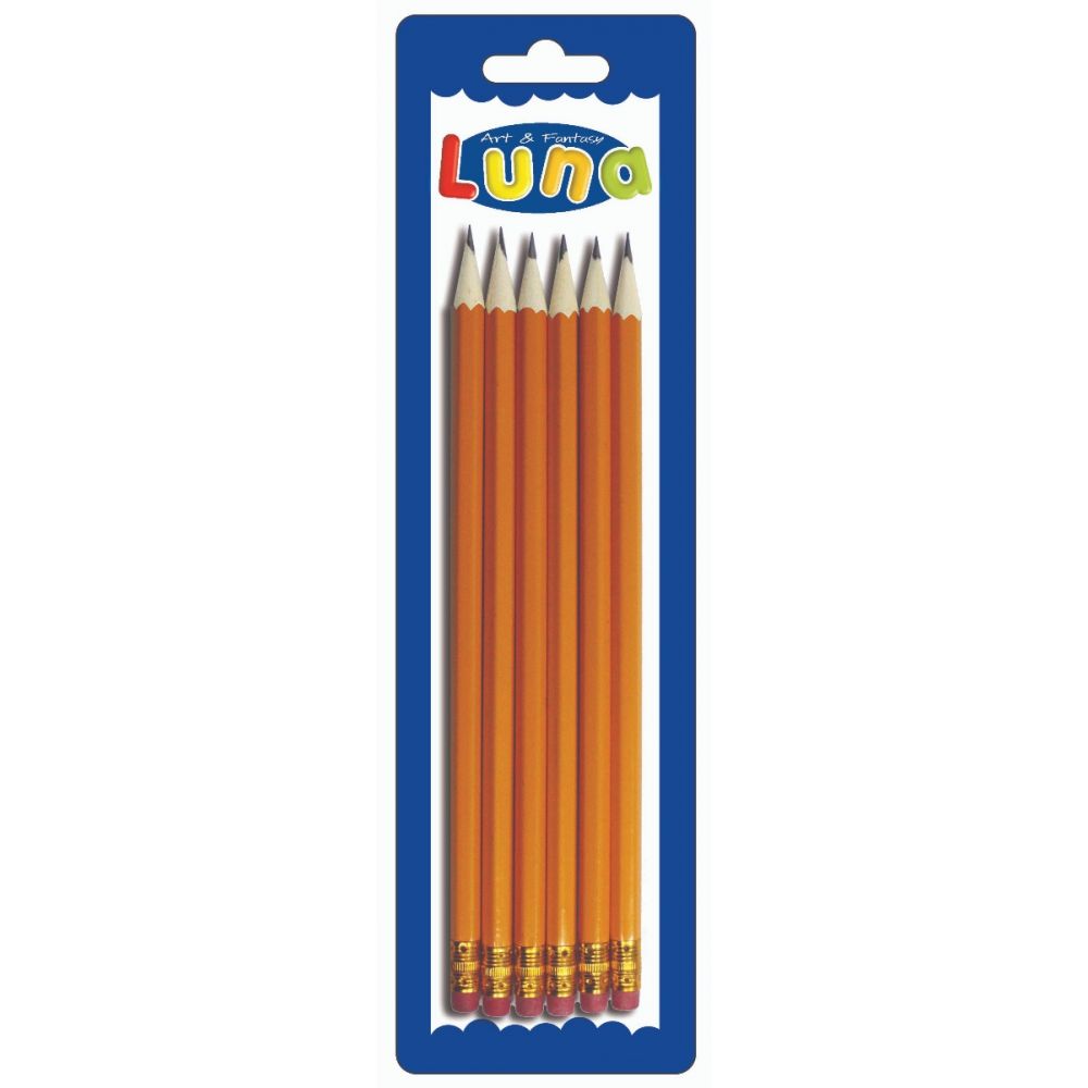 Set de 6 creioane HB cu radiera - Luna