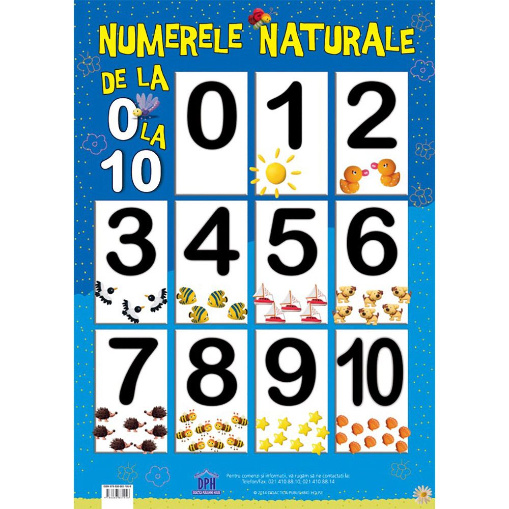 Plansa Editura DPH, Numerele naturale de la 0 la 10