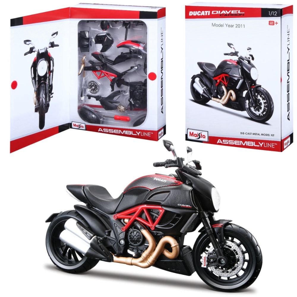Motocicleta de asamblat, Maisto, Ducati Diavel Carbon, 1:12, Negru