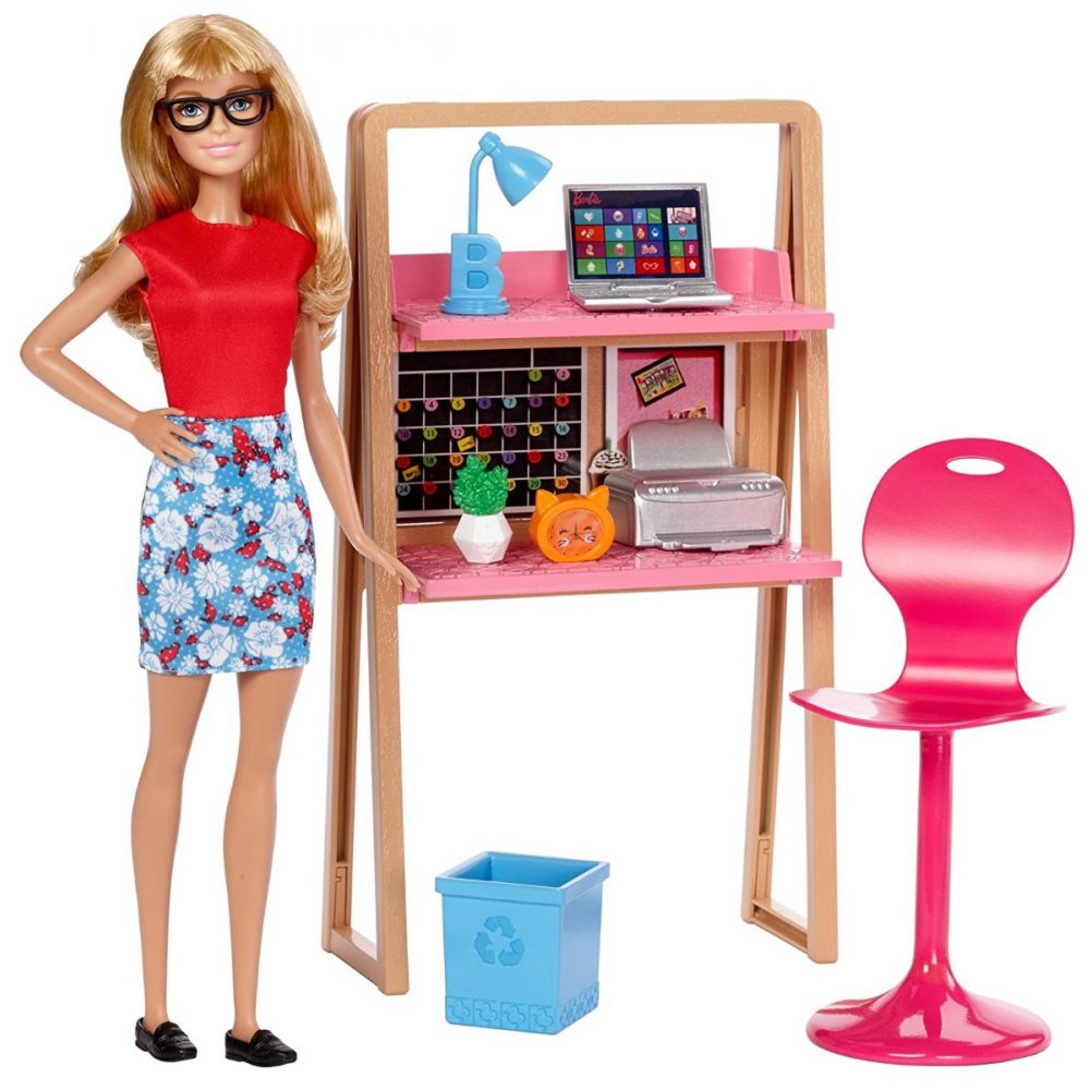 Set papusa Barbie si accesorii pentru birou