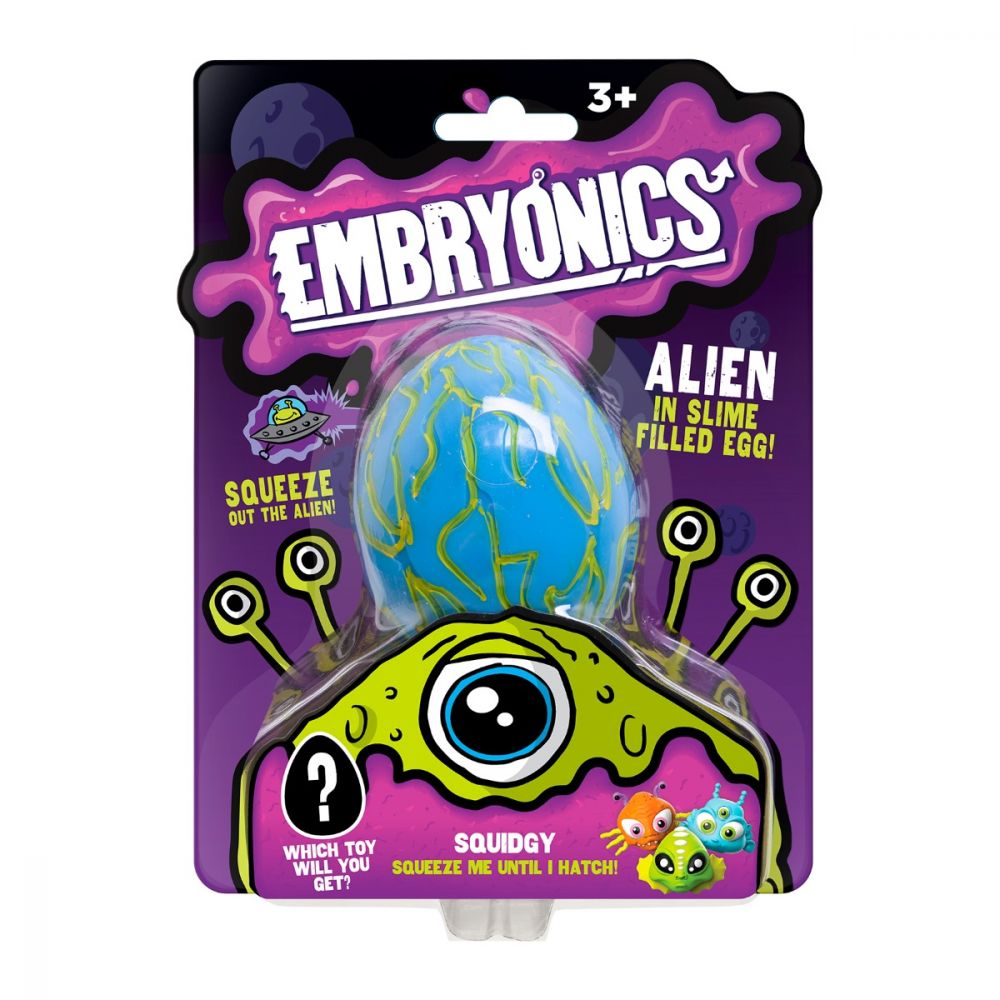 Figurina extraterestru Surpriza in ou Albastru cu slime Embryonics - Squidgy